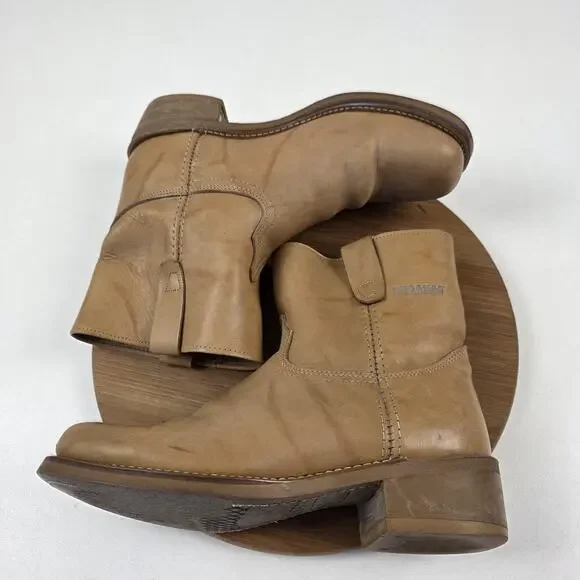 Durango Boots Mens Size 9 Tan Leather Pull On Roper Western Short Ankle Work‎